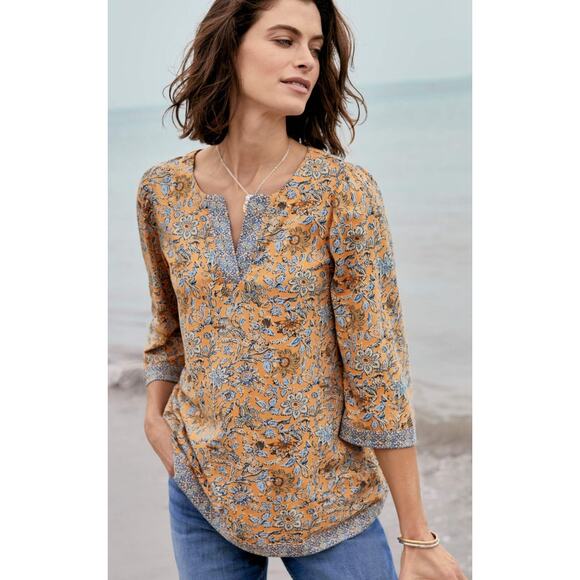 J Jill 100% Cotton Floral Print Tunic Top Boho Size M - Picture 1 of 11